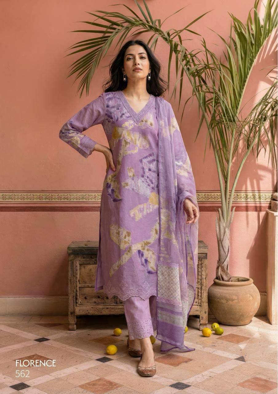 FLORENCE By T&M 515 TO 521 Beautiful Festive Suits Stylish Colorful Fancy Casual Wear Organdy Digital Print Dresses At Wholesale Price